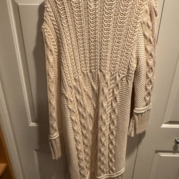 ZARA Cream Long Cable Knit Coat/Cardigan - Picture 2 of 4